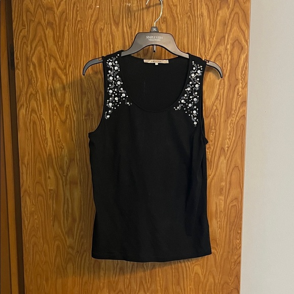 I blues size Large Black Sleeveless Top with Embellishments - Picture 1 of 7